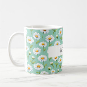 Caneca De Café Faça acontecer - margaridas aquarela