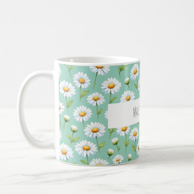 Caneca De Café Faça acontecer - margaridas aquarela (Esquerda)