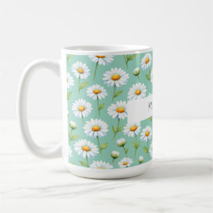 Caneca De Café Faça acontecer - margaridas aquarela