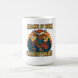 Caneca De Café Faça Chuva - Design de Natal de Rena Retro dos Ano