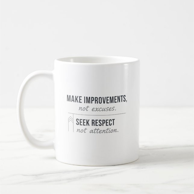 Caneca De Café Faça Melhorias, Não Desculpas (Esquerda)