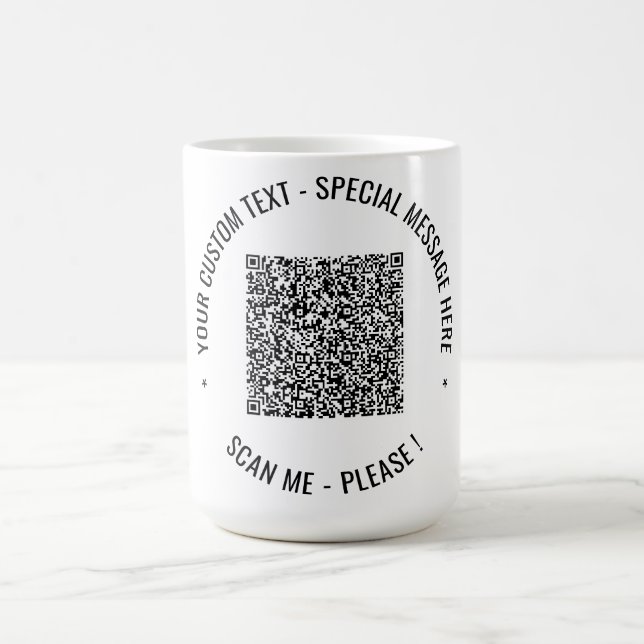 Caneca De Café Faça o Upload do Seu Código QR Adicione Texto Pers (Centro)