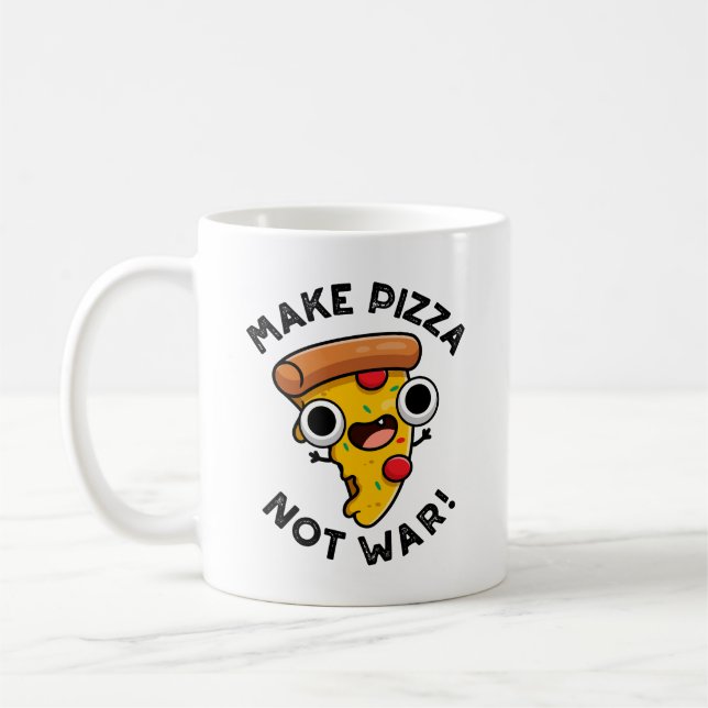 Caneca De Café Faça Pizza Não Guerra Piada Engraçada De Paz  (Esquerda)