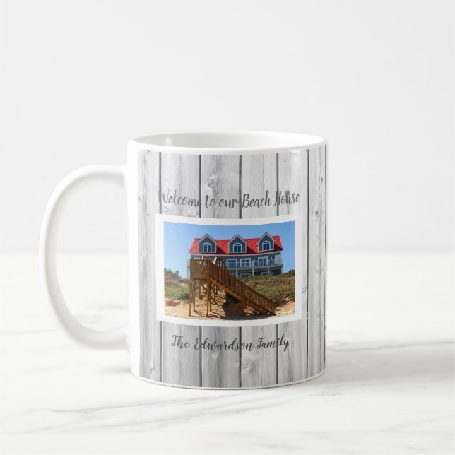 Caneca De Café Faça sua própria casa de verão da praia da família (Esquerda)