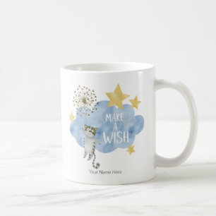 Caneca De Café Faça Um Desejo Citação Gato Estrela Nuvem Berçário