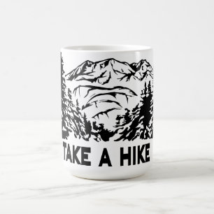 Caneca De Café Faça uma citação de Hike, paisagem monocromática d