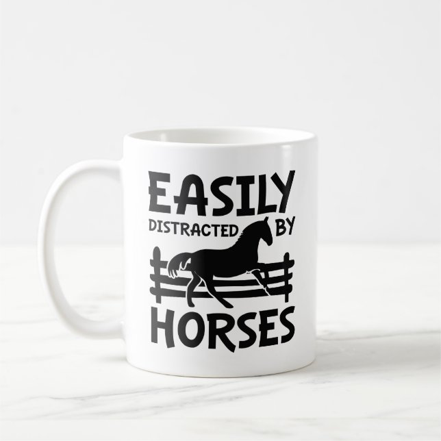 Caneca De Café Fácil Distração Por Cavalos (Esquerda)
