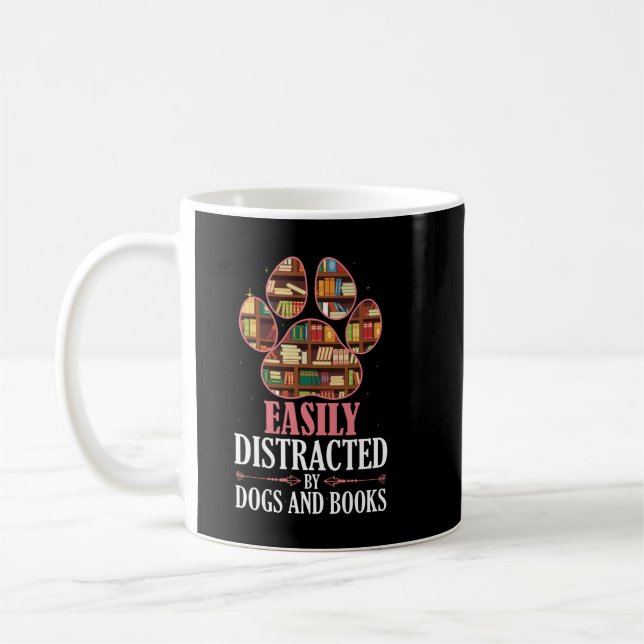 Caneca De Café Facilmente Distraído Por Cães E Livros  (Esquerda)