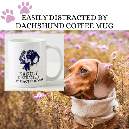 Caneca De Café Facilmente Distraído Por Dachshols Preto E Branco