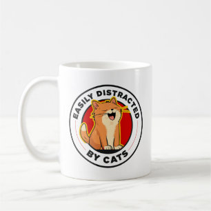 Caneca De Café Facilmente Distraído Por Gatos Design Engraçado Am