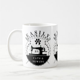 Caneca De Café Facilmente Distraído Por Gatos E Costura
