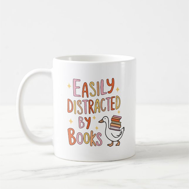 Caneca De Café Facilmente distraído por livros  (Esquerda)