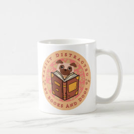 Caneca De Café Facilmente Distraído Por Livros E Cães - Cute Pug 