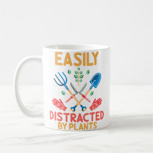 Caneca De Café Facilmente Distraído Por Plantas Engraçado Jardim