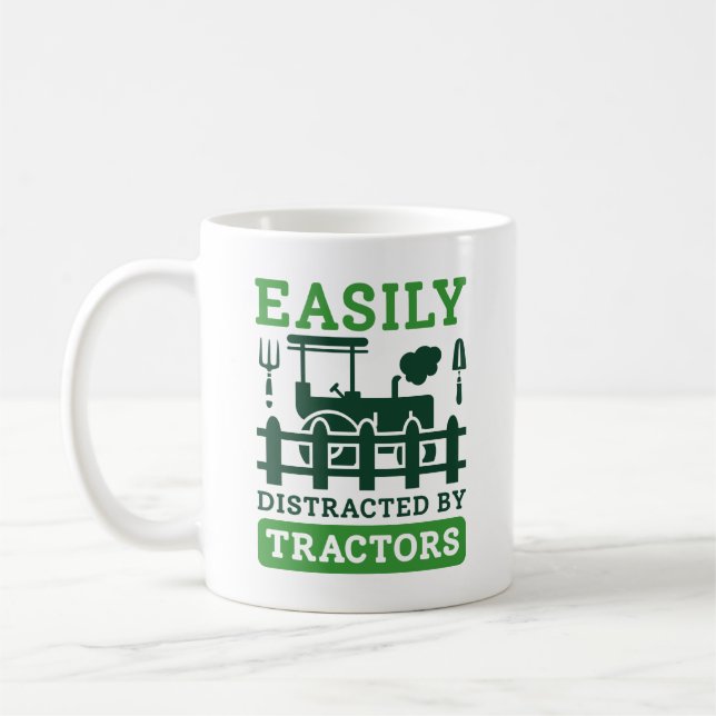 Caneca De Café Facilmente Distraído Por Tratores (Esquerda)