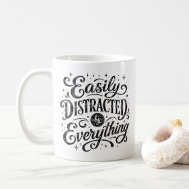 Caneca De Café Facilmente Distraído por Tudo Nome Personalizado