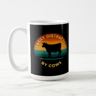 Caneca De Café Facilmente Distraído Por Vacas Engraçadas Com Pres