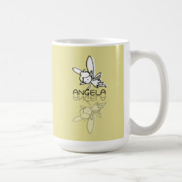 Caneca De Café Fada Amarela Reflexo Doodle Nome Personalizado