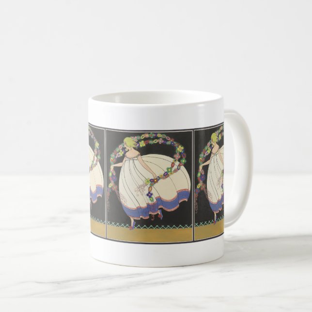 Caneca De Café Fada Brincando Com Flores (Frente Esquerda)
