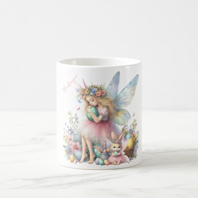 Caneca De Café Fada da Primavera de Páscoa em Aquarela (Centro)