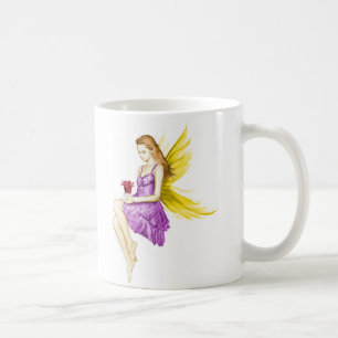 Caneca De Café Fada de Árvore de Prata, com Flor