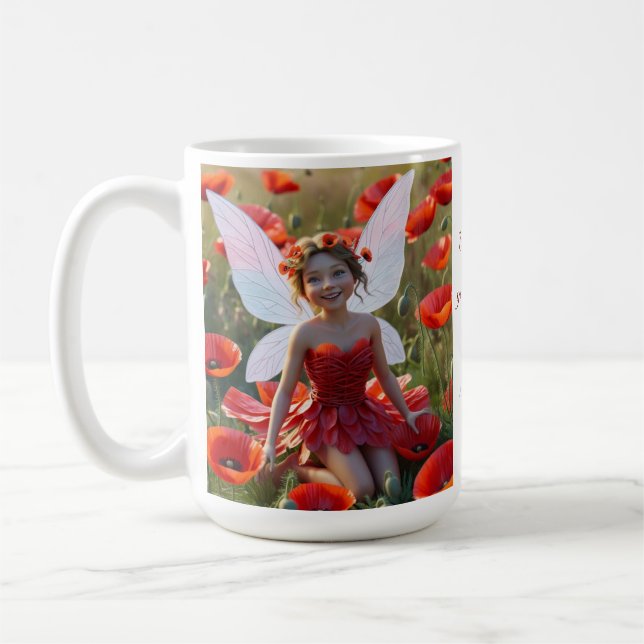 Caneca De Café Fada de Flor Poppy (Esquerda)