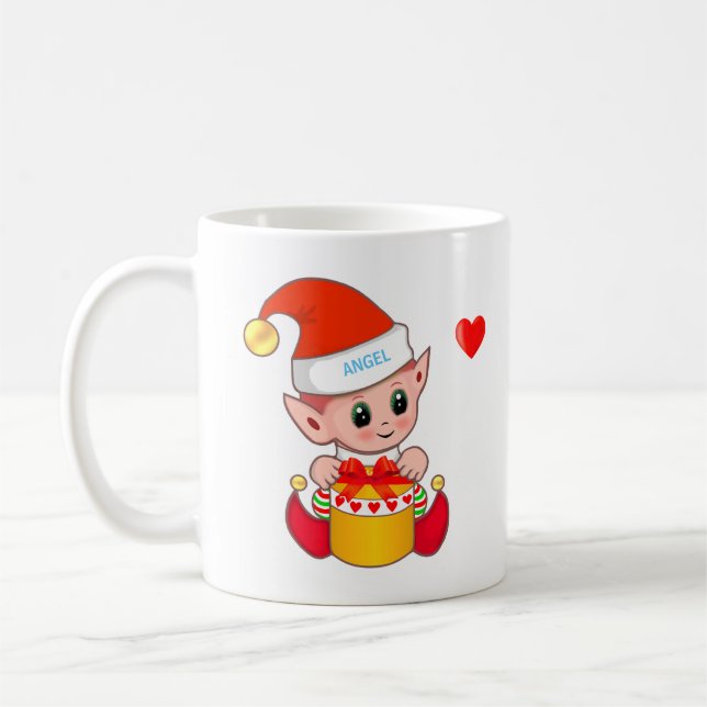 Caneca De Café Fada de Natal fofo & coração (Esquerda)