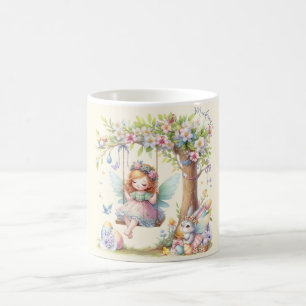 Caneca De Café Fada de Primavera de Páscoa de de Aquarela