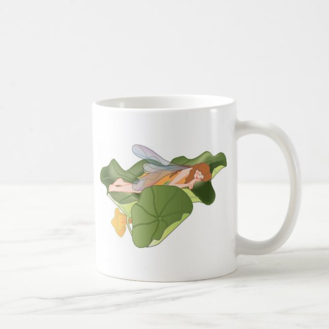 Caneca De Café Fada Dormindo em Lotus Leaves (Direita)