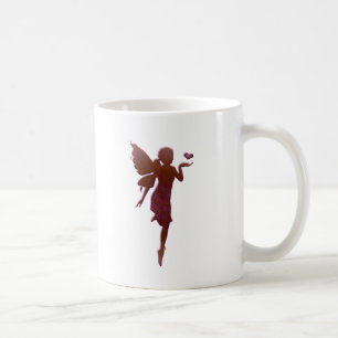Caneca De Café Fada e coração de beijo vermelhos