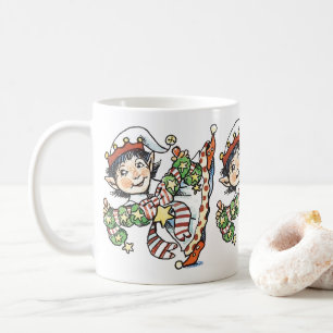Caneca De Café Fada Feliz Fofo Dançando, Desenho Animado de Natal