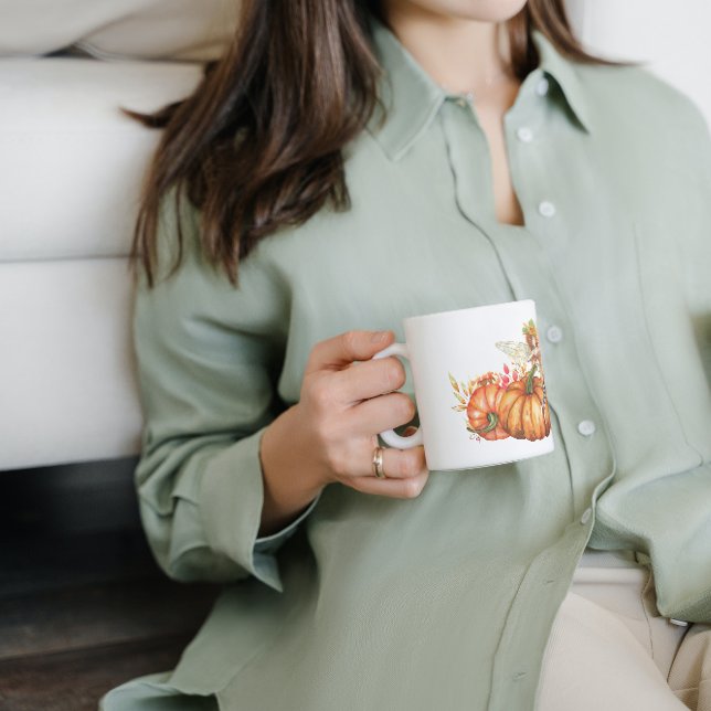 Caneca De Café Fada Florestal e Buquê de Abóbora de outono (Criador carregado)