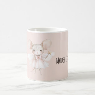 Caneca De Café Fada Rato Fofo Asas Rosa