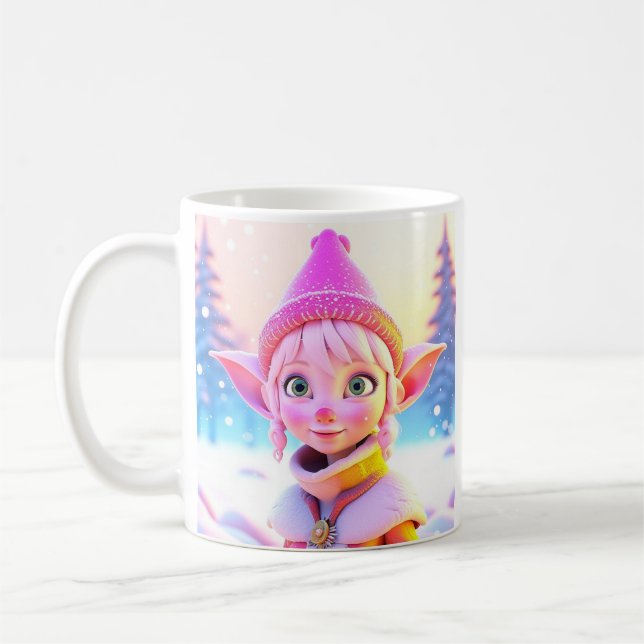 Caneca De Café Fada Rosa Fofa Natal Caprichoso (Esquerda)