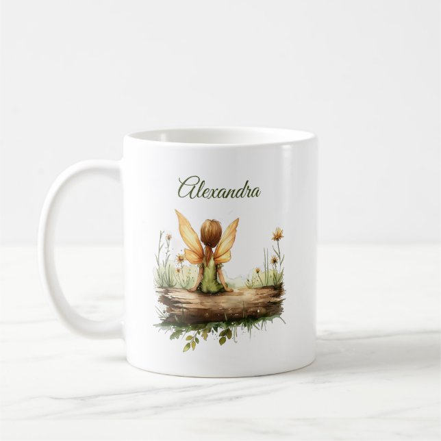 Caneca De Café Fada solitário sentada em um diário (Esquerda)