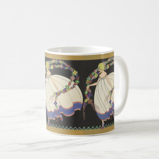 Caneca De Café Fadas Com Flores (Frente Esquerda)