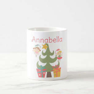 Caneca De Café Fadas de Natal Fofas Nome Personalizado