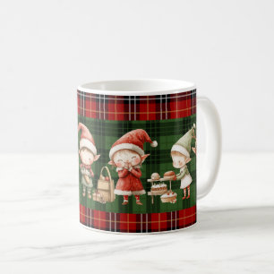 Caneca De Café Fadas Elfos Ocupados Natal Xadrez Verde