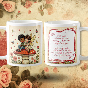 Caneca De Café Fadas Românticas Doces e Poema de Amor