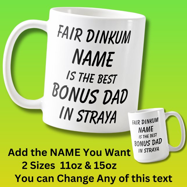 Caneca De Café Fair Dinkum NAME BEST BONUS PAI Straya (Austrália) (Criador carregado)