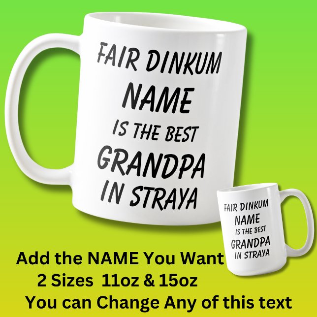 Caneca De Café Fair Dinkum NAME BEST GRANDPA Straya (Austrália) (Criador carregado)