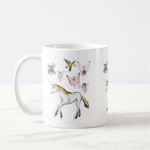 Caneca De Café Fairies Coloriu o Unicórnio