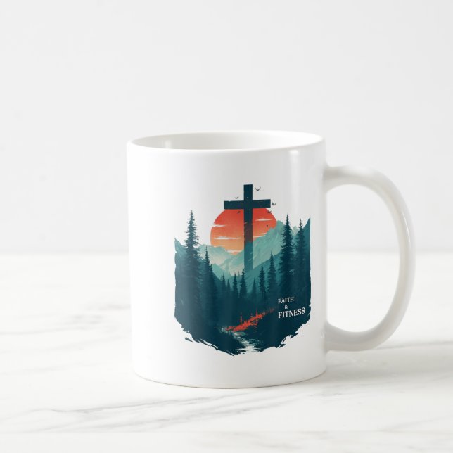 Caneca De Café Faith &amp; Fitness Christian - Workout Motivation (Direita)