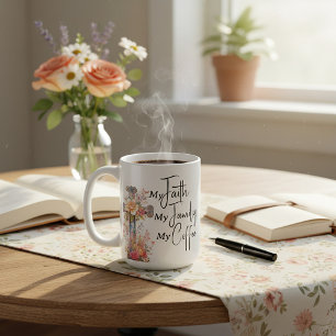 Caneca De Café Faith Family Café personalizado Christian Women's