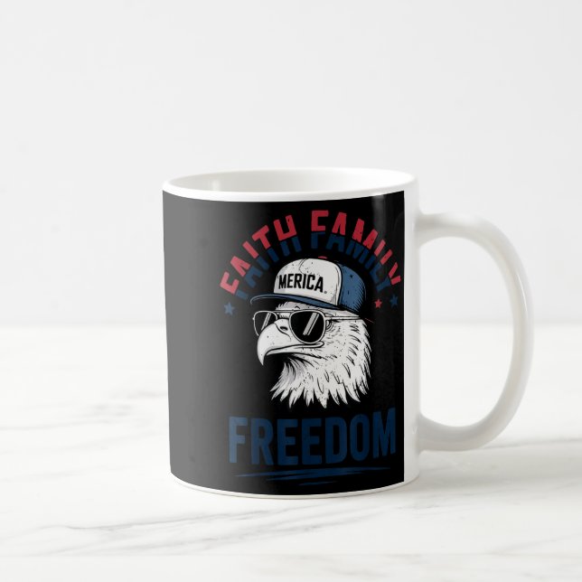 Caneca De Café Faith Family Dom Bald Eagle Patriotic Boys America (Direita)