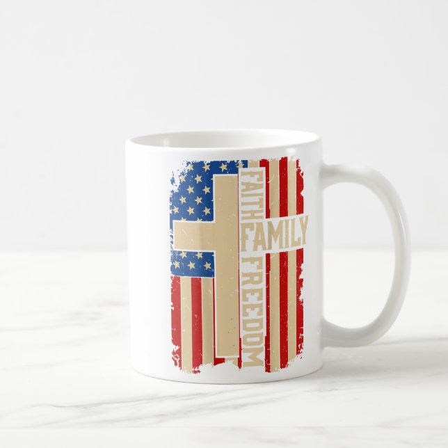 Caneca De Café Faith Family Dom God Country Patriotic Christian O (Direita)