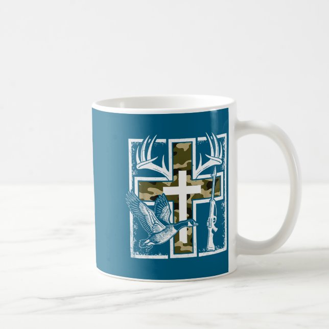 Caneca De Café Faith Fishing Hunting Camo Cross Duck Deer Christi (Direita)
