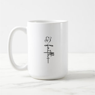 Caneca De Café Faith Hearts & Cross Christian Faith Design