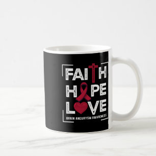 Caneca De Café Faith Hope ama Aneurisma Cérebro Consciência 1