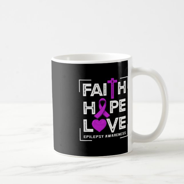 Caneca De Café Faith Hope ama Consciência da Epilepsia (Direita)
